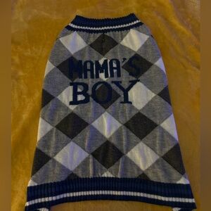 Argyle Dog Sweater with 'Mama's Boy' Text